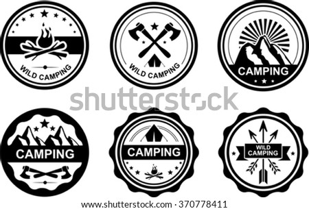 Set of black camping emblem