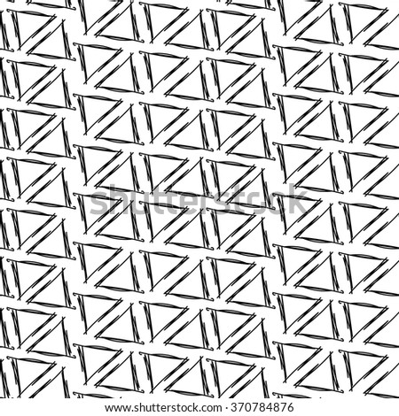 Ink drawing hand triangles simple white background seamless pattern