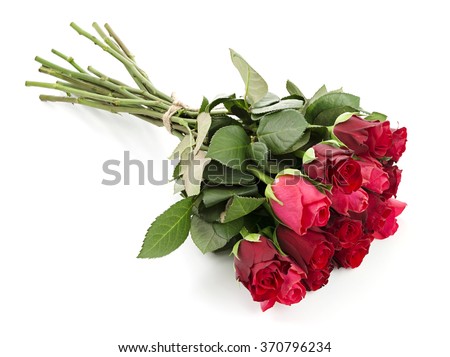 Bunch of red roses isolated on white background Royalty-Free Stock Photo #370796234