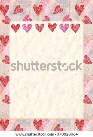 Hearts, greeting card.  Colorful watercolor can be used for wallpaper, pattern fills, web page background, surface textures, textiles, cards, postcards
