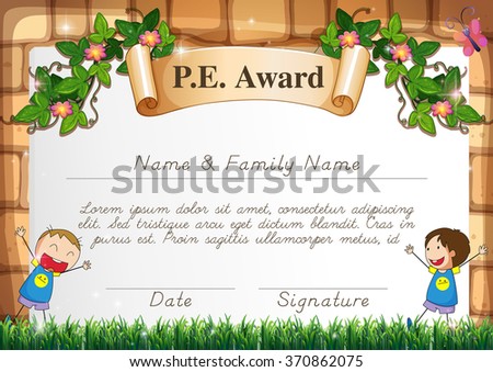 Certification template for physical education subject illustration