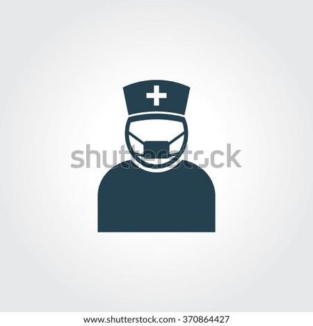 Blue Colored Icon of Nurse On Gray Color Background. Eps-10.