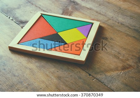 image of retro tangram puzzle. 