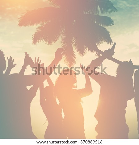 Silhouettes of Diverse Multiethnic People Partying Concept