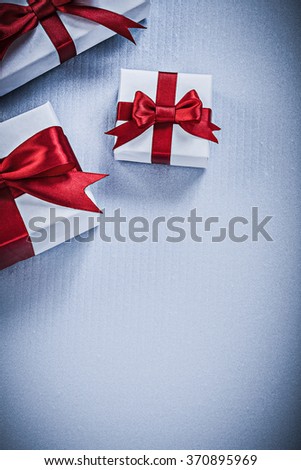 Collection of present boxes on white background holidays concept.