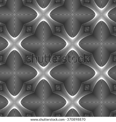 Design seamless monochrome lines pattern. Abstract geometric background. Vector art. No gradient