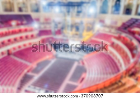 Defocused background of the Royal Albert Hall, London, UK. Intentionally blurred post production for bokeh effect
