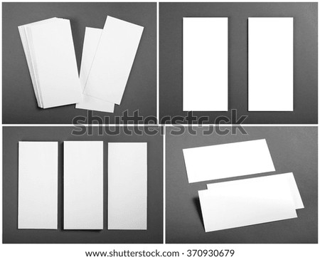 Set of Blank white flyers over gray background