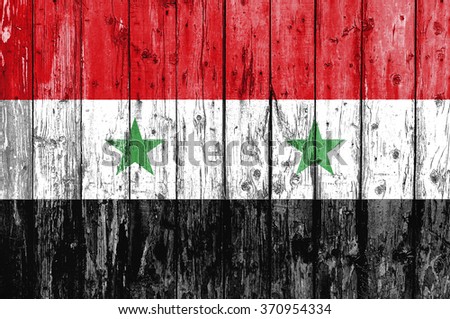 Flag of Syria painted on wooden frame
