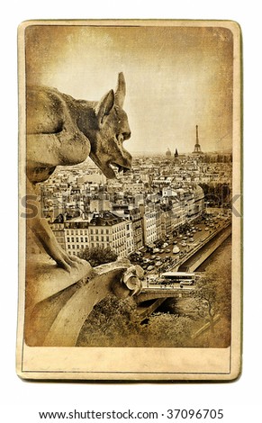 european landmarks vintage cards -Notre dame view