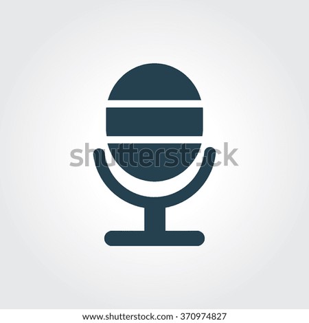 Blue Colored Icon of Microphone On Gray Color Background. Eps-10.