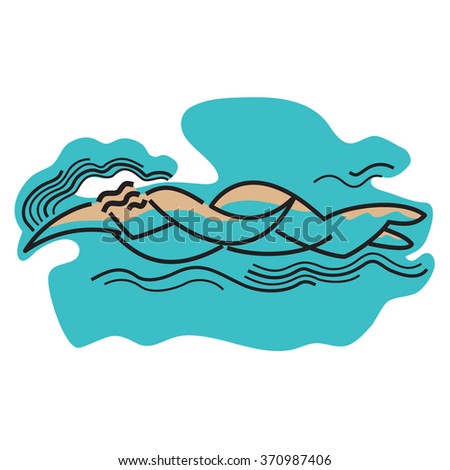 picasso style art of a swimmer moving through the water with line wave patterns forming around him 