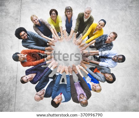 Multi-Ethnic Diverse Group of People In Circle Concept Royalty-Free Stock Photo #370996790
