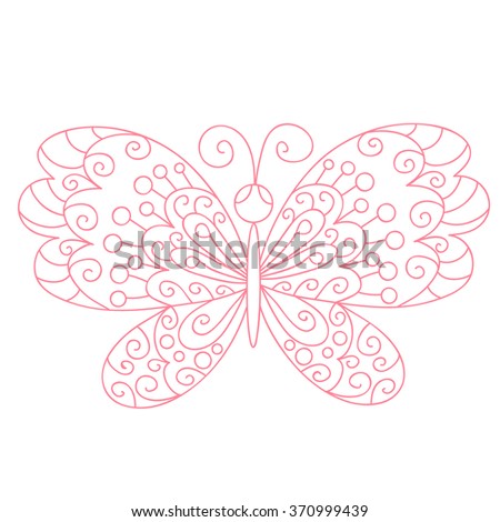 Cute floral butterfly. Pink doodle element