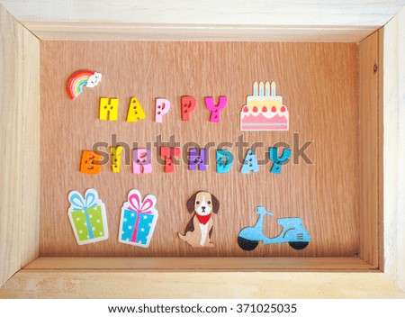DIY Handmade Birthday Present in a wooden box with colorful letters and other birthday decoration items