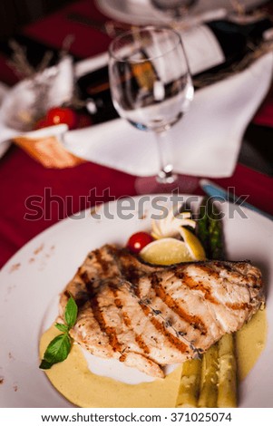 Grilled fish in restaurant