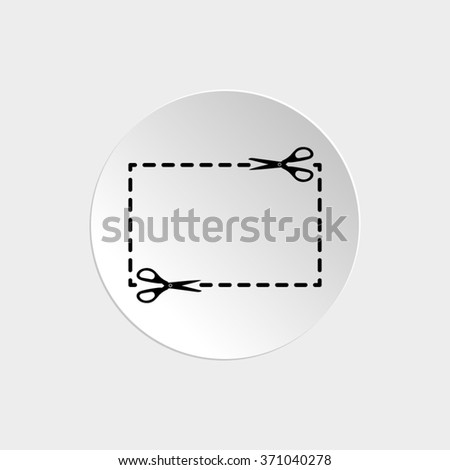 Scissors with cutline  - black vector icon