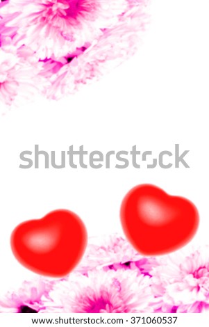 Lovely pink flower and red heart background texture