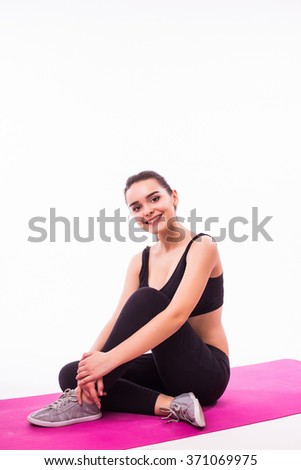 Slim fitness young woman Athlete girl doing plank exercise on white background concept training workout crossfit gymnastics cross fit.