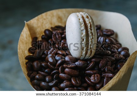 French Macarons with coffee beans