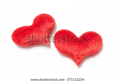 velvet plush heart isolated on white background