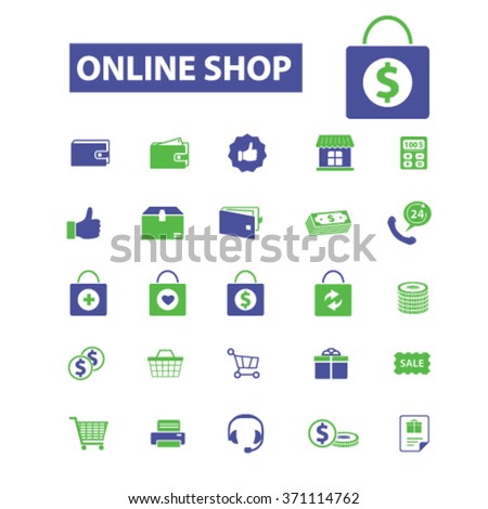 online shop, shopping, retail, cart, sales, store  icons, signs vector concept set for infographics, mobile, website, application 