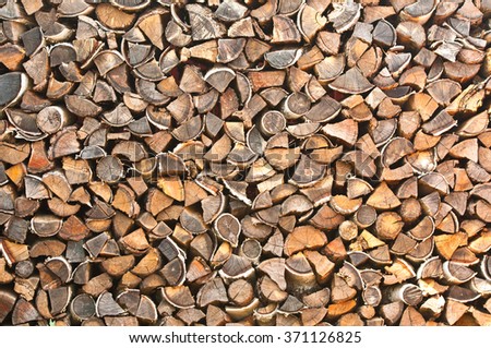 Firewood neatly stacked in the woodpile