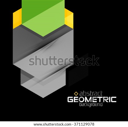 Textured paper geometric shapes on black