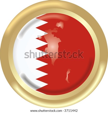 round gold medal with map and flag from bahrein