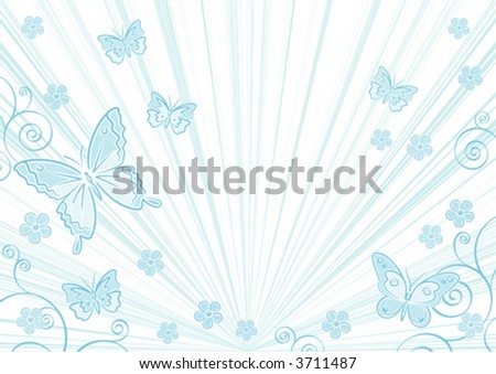 Blue floral background (Vector)