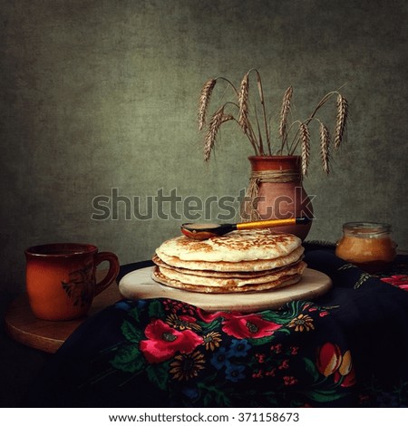 Still life with pancakes