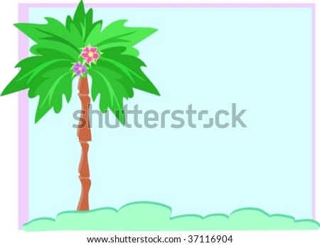 Frame of Palm Tree, Sky, and Bush Vector