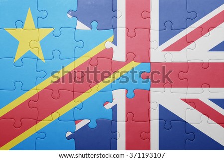 puzzle with the national flag of great britain and democratic republic of the congo . concept