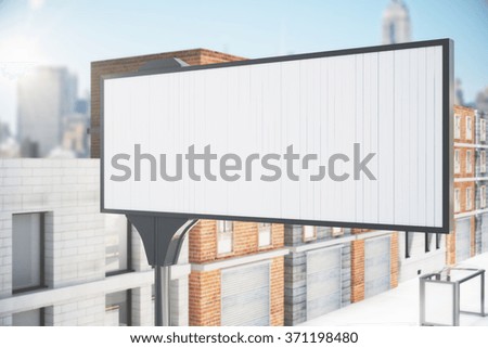 Blank white billboard on the city street, mock up 3D Render