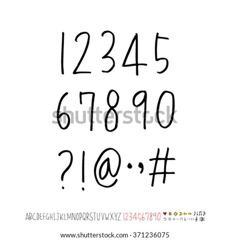 Alphabet & number / Hand drawn calligraphy - vector