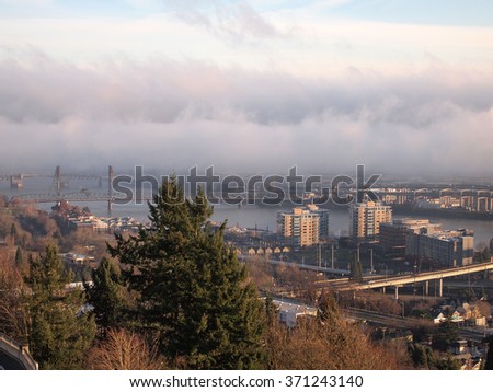 Early morning view of Portland, Oregon.