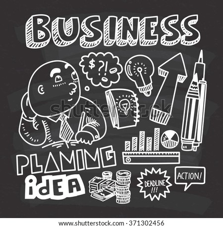 business concept doodle on chalkboard background