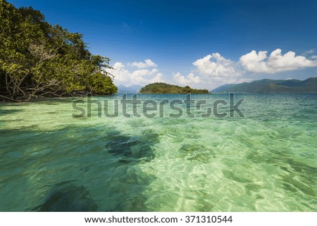 Amazing view from the shores of of a tropical island. Koh Chang. Thailand.