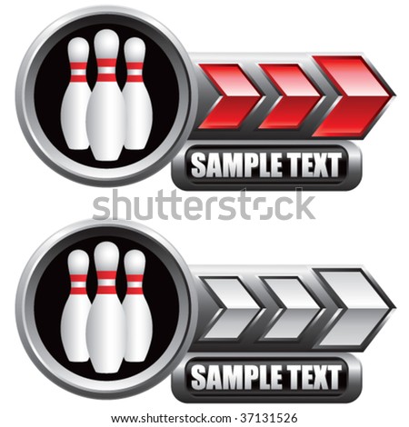 bowling pins on shiny arrow banners