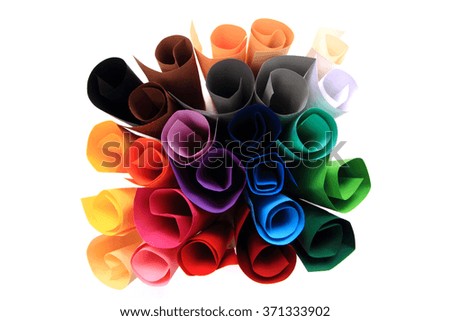 color paper rolls isolated on the white background