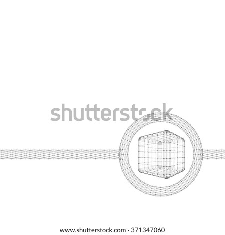 Cube of lines and dots. Molecular lattice. The structural grid of polygons. Polygonal design style letterhead and brochure