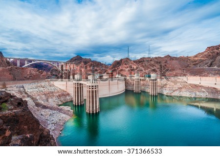 View of the Hoover Dam in Nevada, USA Royalty-Free Stock Photo #371366533