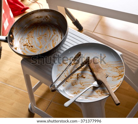 dirty and empty dishes.