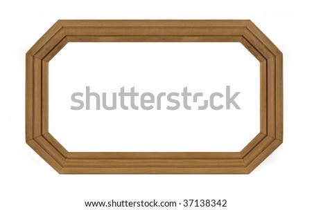 Octagonal wooden Frame for picture or portrait isolated