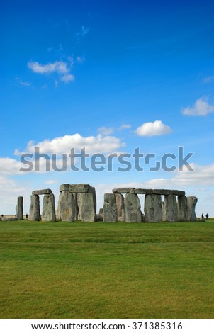Stonehenge with Blue Sky Royalty-Free Stock Photo #371385316