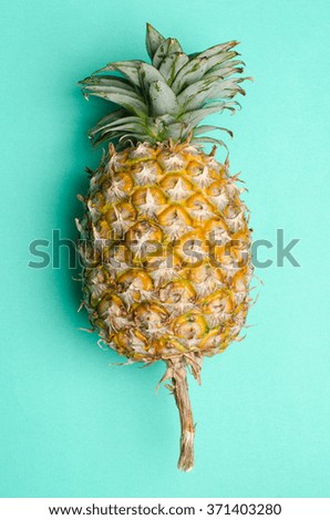 Pineapple fruit on green background