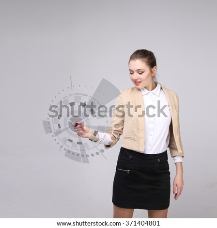 Future technology. Woman working with futuristic interface 