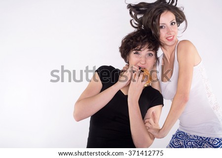 Two beautiful girls on white background