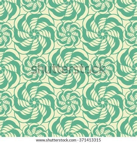 Seamless creative hand-drawn pattern of stylized flowers in pale yellow and light olive colors. Vector illustration.