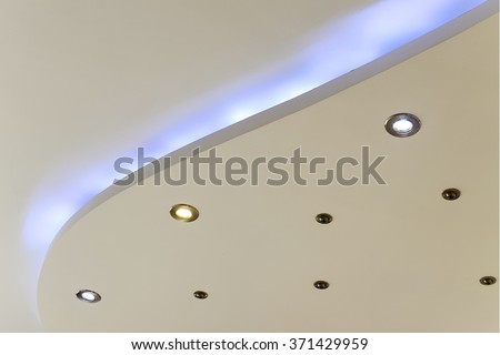 living room ceiling halogen spots Royalty-Free Stock Photo #371429959